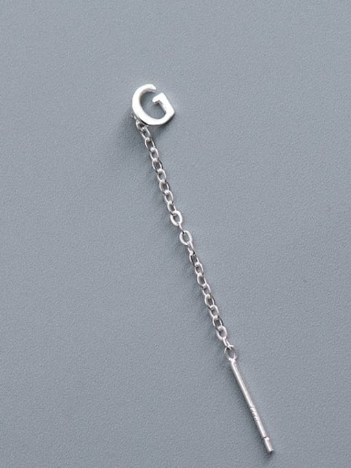 ES2180 [Single G Letter] 925 Sterling Silver Tassel Minimalist Threader Earring